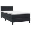 vidaXL Pat box spring cu saltea, negru, 90x210 cm, catifea