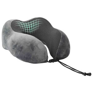 vidaXL Pernă de voiaj pentru g&acirc;t Gri Spumă cu Memorie 27 x 26 x 14 cm