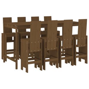 vidaXL Set mobilier bar de grădină, 9 piese, maro miere lemn masiv pin