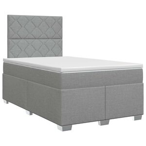 vidaXL Pat boxspring cu saltea Gri deschis 120 x 200 cm Țesătură