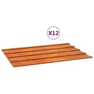 vidaXL Panouri de acoperiș, 12 buc., ruginiu, 60x44 cm, oțel corten