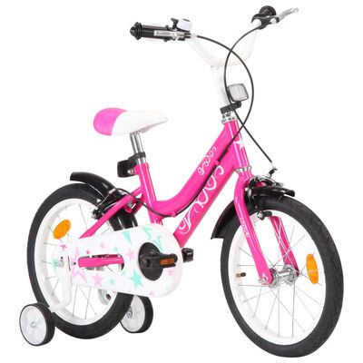 vidaXL Bicicletă pentru copii, negru și roz, 16 inci