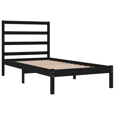 vidaXL Cadru de pat, negru, 90x200 cm, lemn masiv de pin