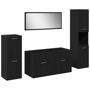 vidaXL Set de mobilier pentru baie 4 pcs Stejar Negru Lemn compozit