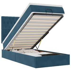 vidaXL Cadru de pat otoman cu saltele Albastru &icirc;nchis 80x200cm catifea