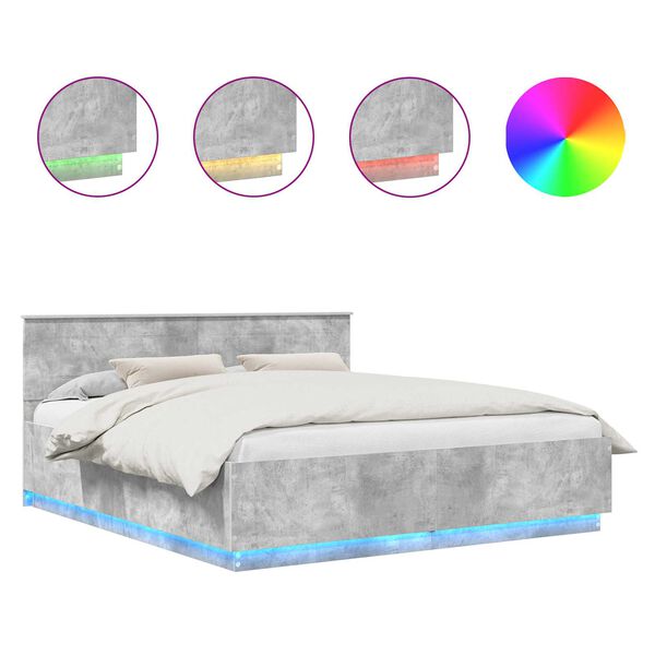 vidaXL Cadru de pat Gri din beton 200 x 200 cm Lemn compozit