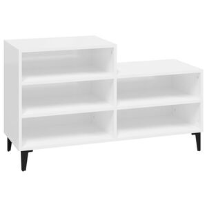 vidaXL Pantofar, alb extralucios, 102x36x60 cm, lemn compozit