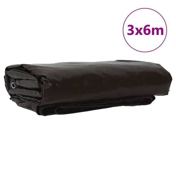vidaXL P&acirc;nză 650g / m&sup2; Maro 3 x 6 m P&acirc;nză cu acoperire PVC
