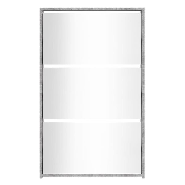 vidaXL Pantofar cu oglindă, 3 niveluri, Gri sonoma, 63x17x102,5 cm