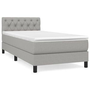 vidaXL Pat box spring cu saltea, gri deschis, 80x200 cm, textil