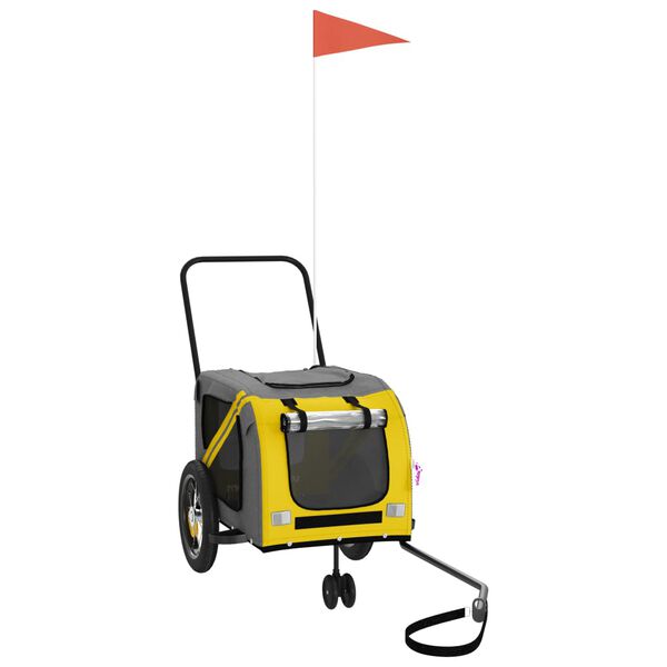 vidaXL Remorcă bicicletă animale companie, galben/negru, oxford/fier