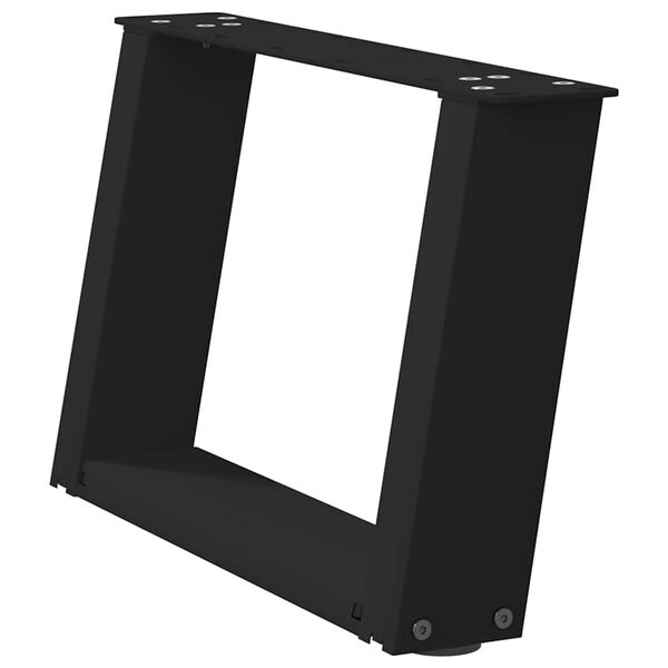 vidaXL Picioare pentru măsuță de cafea &icirc;n formă de U, 2 buc., negru, 50x(30-31) cm, oțel