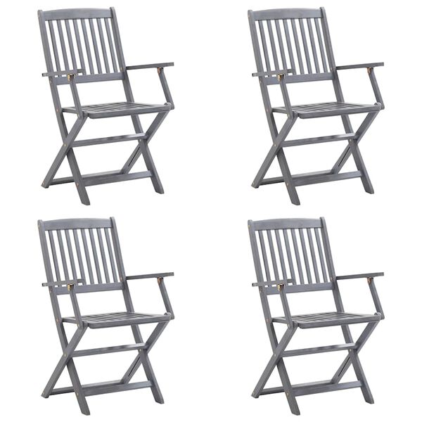 vidaXL Scaune pliabile de exterior cu perne, 4 buc., lemn masiv acacia