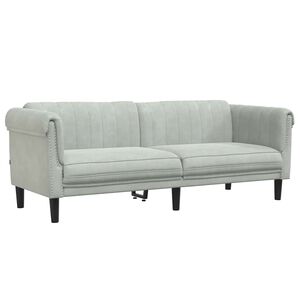 vidaXL Canapea cu 3 locuri, gri deschis, material catifea