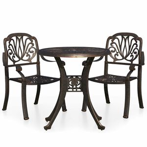 vidaXL Set mobilier bistro, 3 piese, bronz, aluminiu turnat