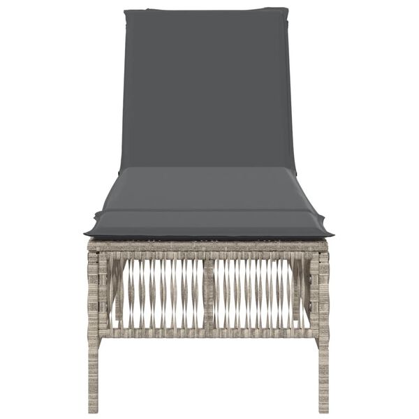 vidaXL Șezlong cu pernă, gri deschis, poliratan