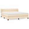 vidaXL Pat box spring cu saltea, crem, 160x200 cm, material textil