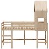vidaXL Pat etajat cu scară și acoperiș, alb, 90x190 cm, lemn masiv pin