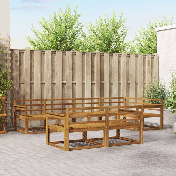 vidaXL Set de canapele de exterior 7 pcs natural Lemn Solid de Acacia