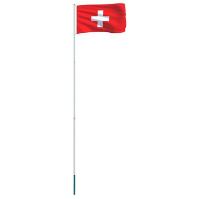vidaXL Steag Elveția și stâlp din aluminiu, 4 m
