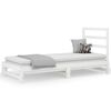 vidaXL Pat de zi extensibil, alb, 2x(90x190) cm, lemn masiv de pin