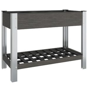 vidaXL Strat &icirc;nălțat de grădină cu raft, gri, 100x50x75 cm, WPC