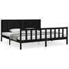vidaXL Cadru pat cu tăblie 200x200 cm, negru, lemn masiv