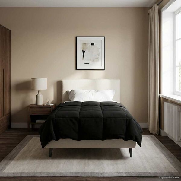 vidaXL Duvet de iarnă Patos Negru 155 x 220 cm Microfibră