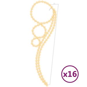 vidaXL Șir de lumini &icirc;n formă de bilă 16 buc. alb cald 111,5x35x4,5 cm