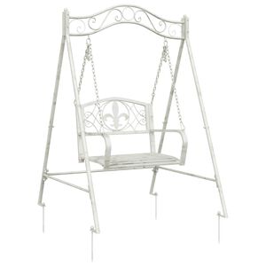 vidaXL Bancă swinging Oțel 113 x 121,5 x 168 cm Alb Antic