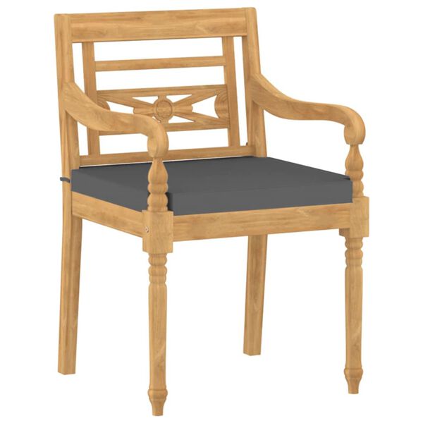 vidaXL Scaune Batavia cu perne, 4 buc., lemn masiv de tec