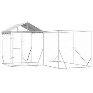 vidaXL Padoc exterior cu acoperiș argintiu 4x4x2,5 m oțel galvanizat