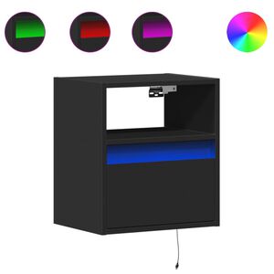 vidaXL Comode TV de perete cu lumini LED, 2 buc., negru, 41x31x45 cm