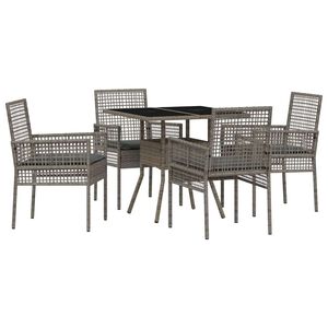 vidaXL Set de masă pentru grădină 5 pcs Gri poliratan