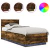 vidaXL Cadru de pat Stejar fumuriu 90 x 200 cm Lemn prelucrat