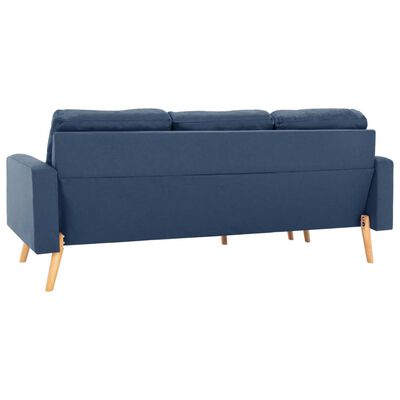 vidaXL Canapea cu 3 locuri și taburet, albastru, material textil