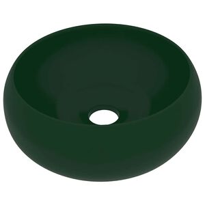 vidaXL Chiuvetă baie lux verde &icirc;nchis mat 40x15 cm ceramică rotund