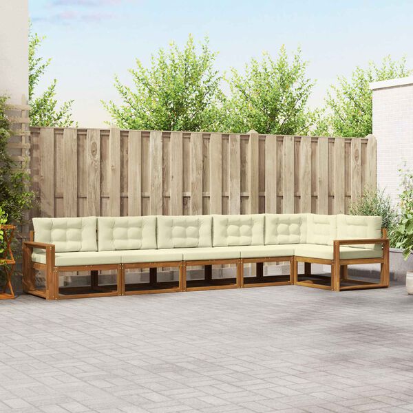 vidaXL Set de canapele de exterior cu pernă 6 pcs Natural și Crem