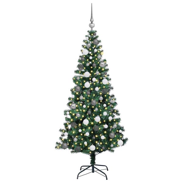 vidaXL Pom de Crăciun artificial pre-iluminat cu 300 LED Verde 180 cm