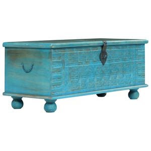 vidaXL Cufăr de depozitare, lemn masiv de mango, albastru 100x40x41 cm