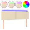 vidaXL Tăblie de pat cu LED, crem, 144x5x78/88 cm, textil