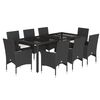 vidaXL Set mobilier de grădină cu perne 9 piese negru poliratan&sticlă