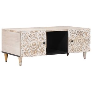 vidaXL Masă de cafea Alb 100 x 54 x 40 cm Lemn de mango solid