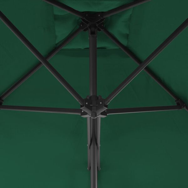 vidaXL Umbrelă de soare de exterior, stâlp din oțel, verde, 250x250 cm