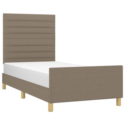 vidaXL Cadru de pat cu tăblie, gri taupe, 80x200 cm, textil