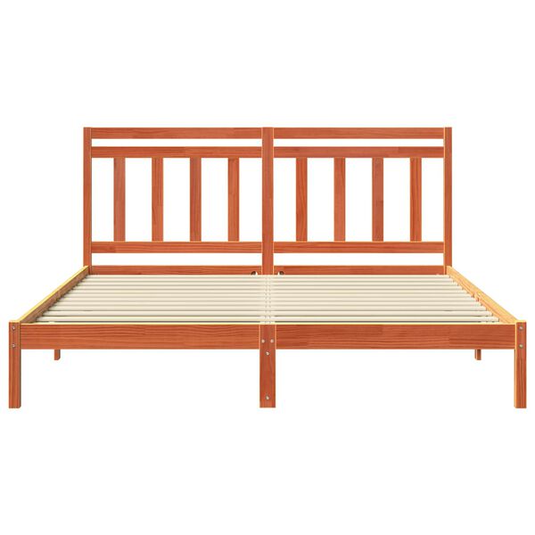 vidaXL Cadru de pat cu headboard Maroniu cerat 205,5 x 185,5 x 100 cm