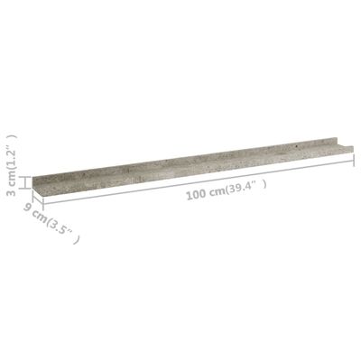 vidaXL Rafturi de perete, 4 buc., gri beton, 100x9x3 cm