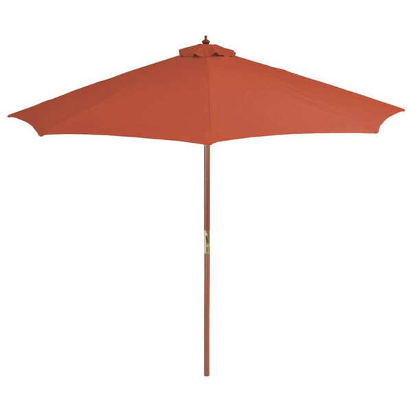 vidaXL Umbrelă de exterior cu st&acirc;lp din lemn, 300 cm, teracotă