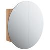 vidaXL Dulap de baie cu oglindă rotundă și LED, stejar, 47x47x17,5 cm