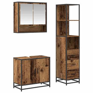 vidaXL Set de mobilier pentru baie 3 pcs Lemn Vechi Lemn compozit